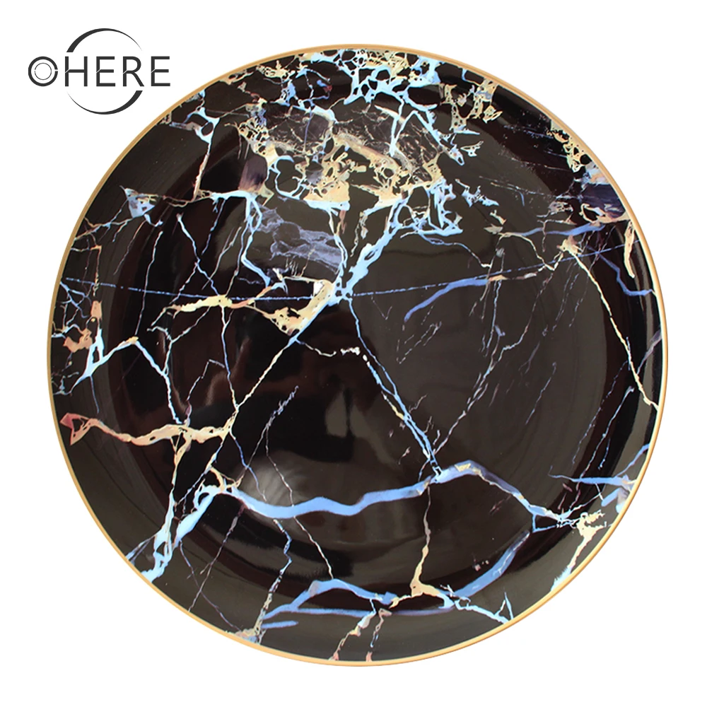 Классический дизайн тонкая костяная китайская тарелка устойчивая тарелка посуда роскошные свадебные вечерние тарелки зарядное устройство Оптовая продажа