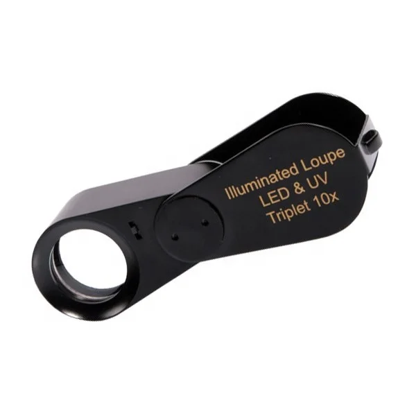 Профессиональный Высокое качество LED/УФ перезаряжаемые Ювелиры Лупа 20 5 мм Triplet 10x Diamond DK09103-L-A