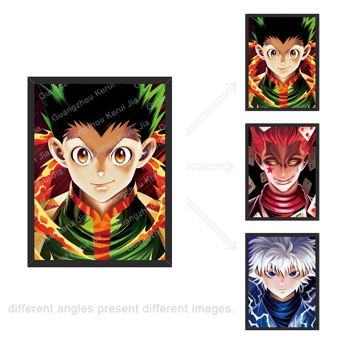 Newest Arrival Wholesale and custom 3D 30*40cm Hunter X Hunter Seriecs 3D Lenticular Flip Anime Poster for Advertising Gift