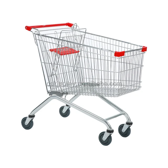 Durable Euro type metal supermarket shopping  cart hand push trolley hypermarket trolley
