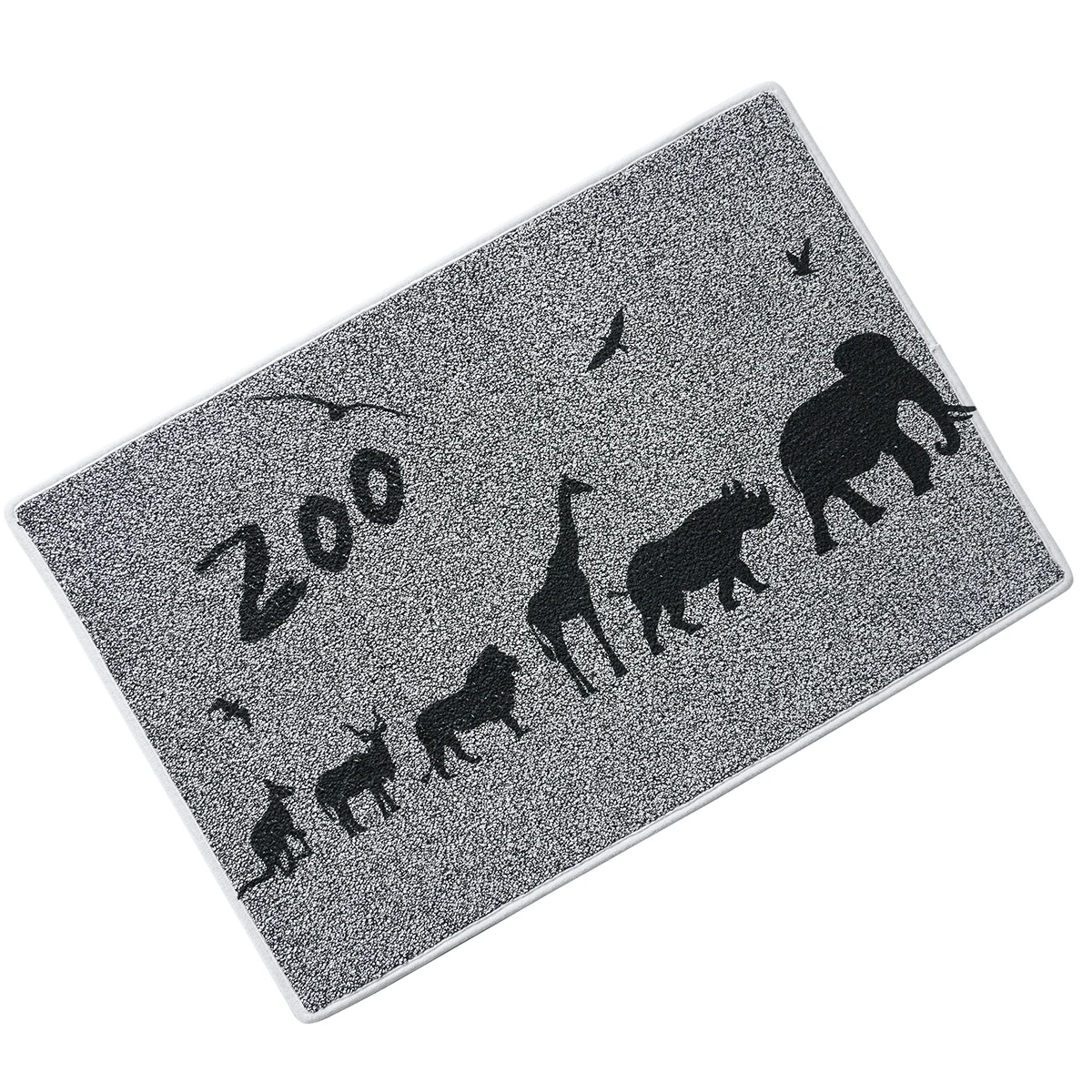 polyester printing zoo animal bath mat rectangle backing TPR floor mat Strong water absorption anti-slip Door mat