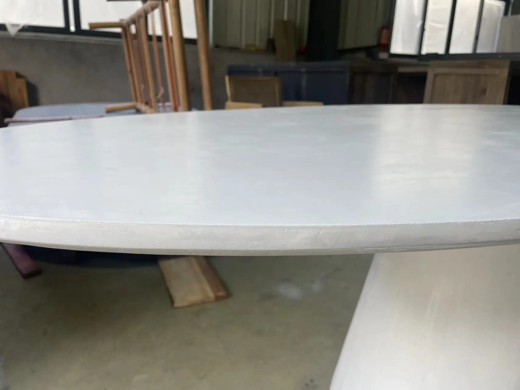 Home furniture modern nordic minimalist cement coating black white oval concrete dining tables