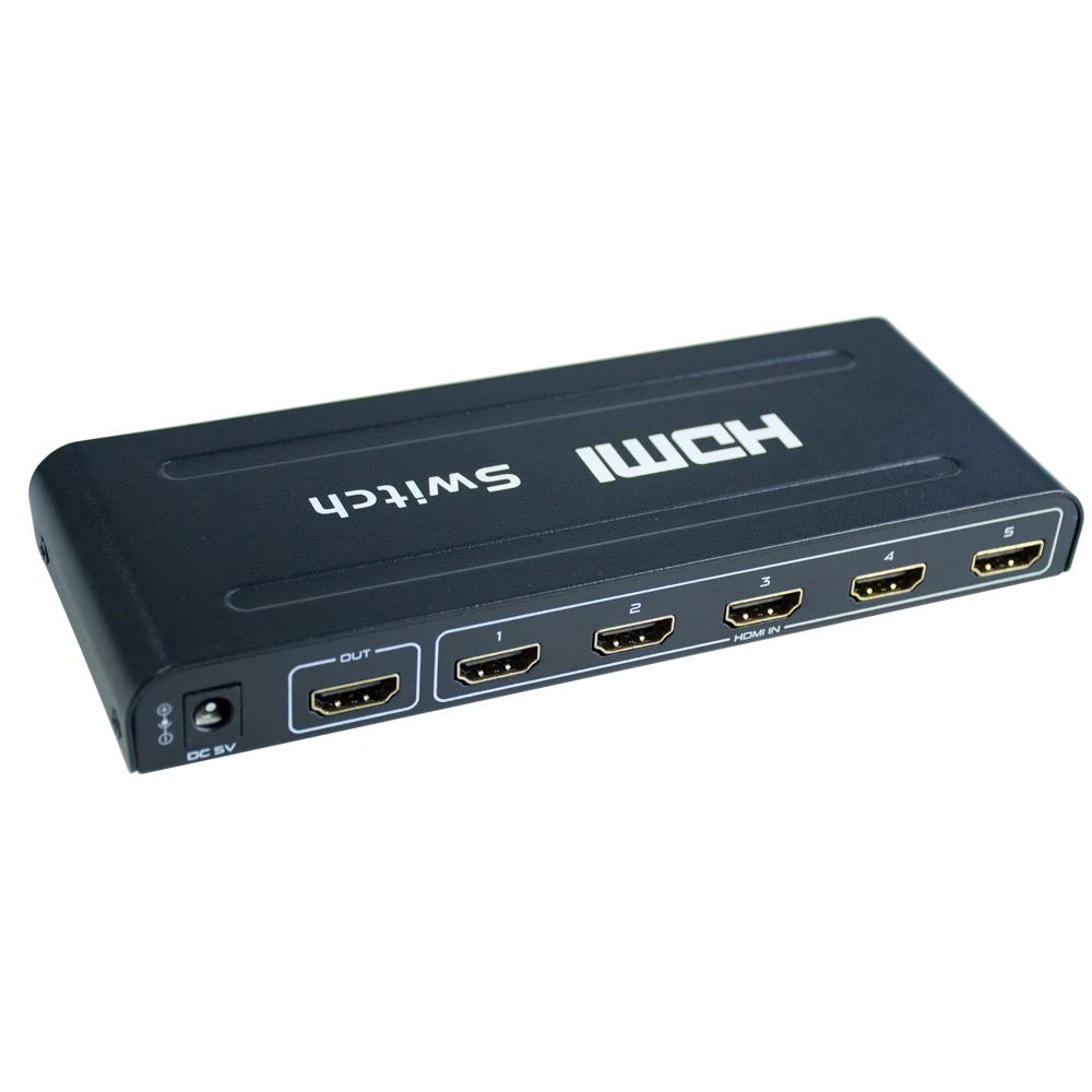 New Arrival HDMI 1.4 Switcher 5x1 Support 3D 1080P Optical Coaxial Digital Audio Converter 5 Port HDMI  Switch Splitter