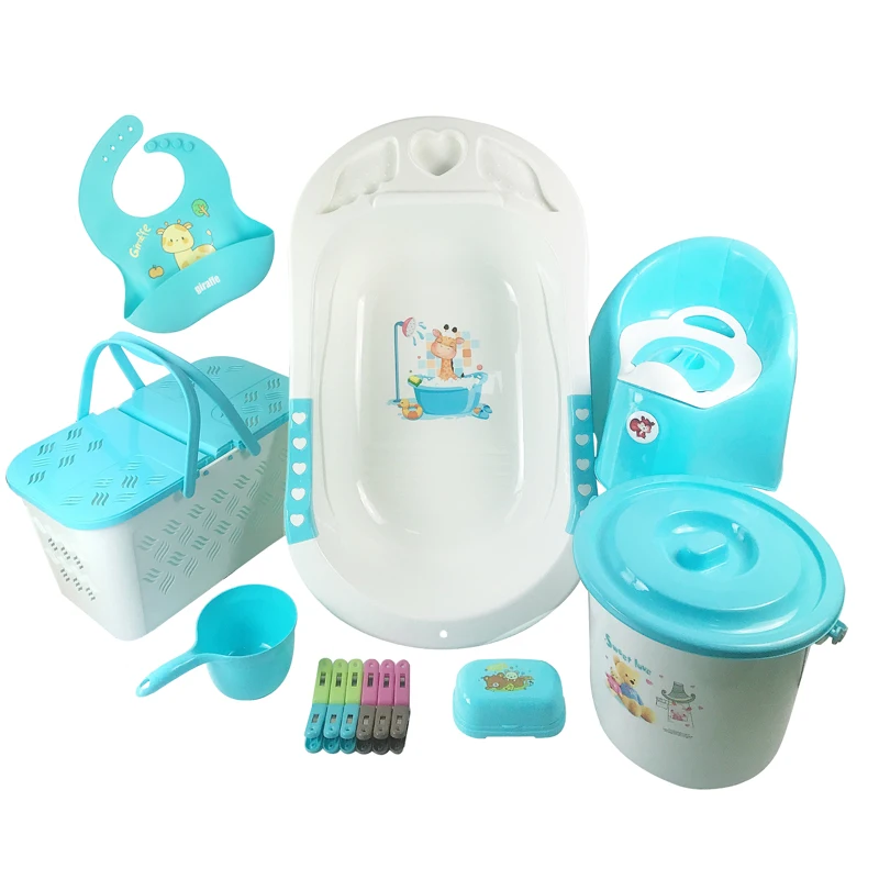 Baby supplies products newborn gift set with baby bath tub baby bibs potty training