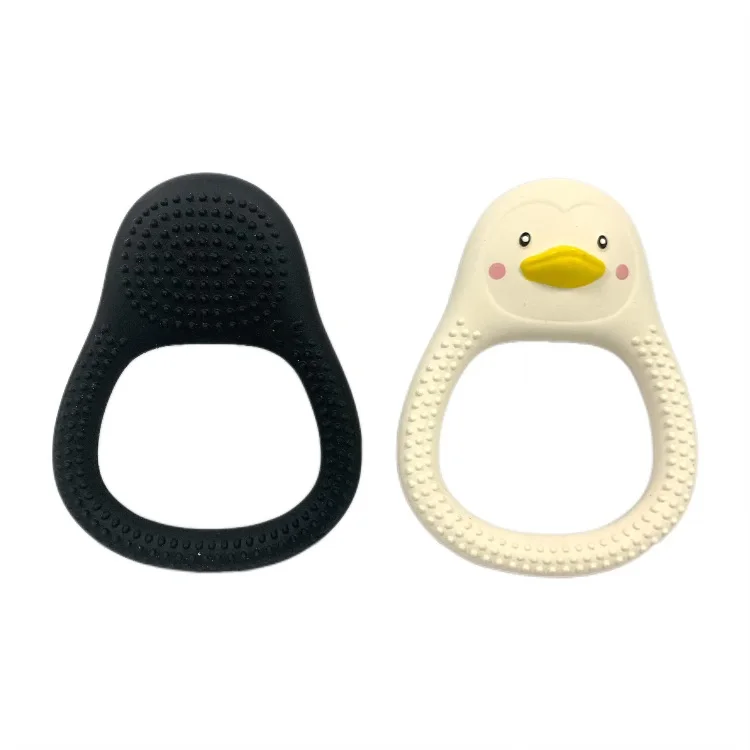 Lively Two-color Penguin Sensory Raised Bracelet Natural Latex Baby Tether Toy
