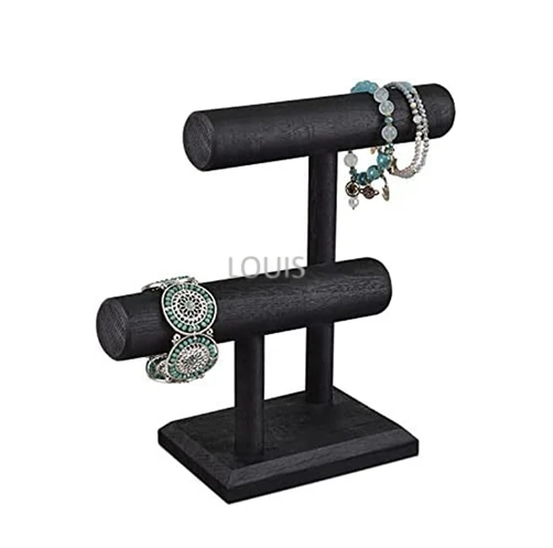 Custom Logo Wholesale High Quality Whole Sale Jewelry Holder Home organizer 2 Tier Wooden Jewelry Bracelet Watch Display Tower