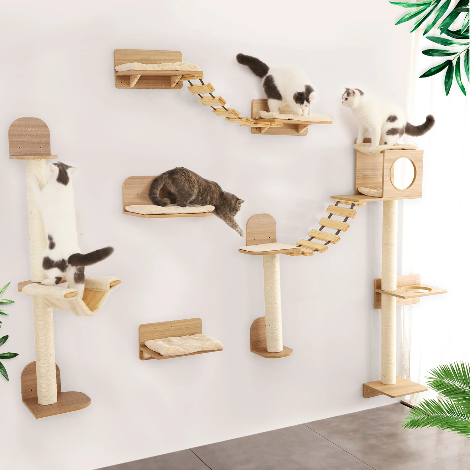 
Diy Cat Climb Track Furniture Wall Mounted Shelves Free Match Luxurious Cat Tree 