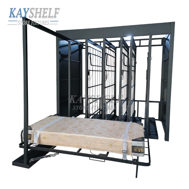 Heavy Duty Metal Sliding Shelves Custom Bed Showroom Mattress Display Racks