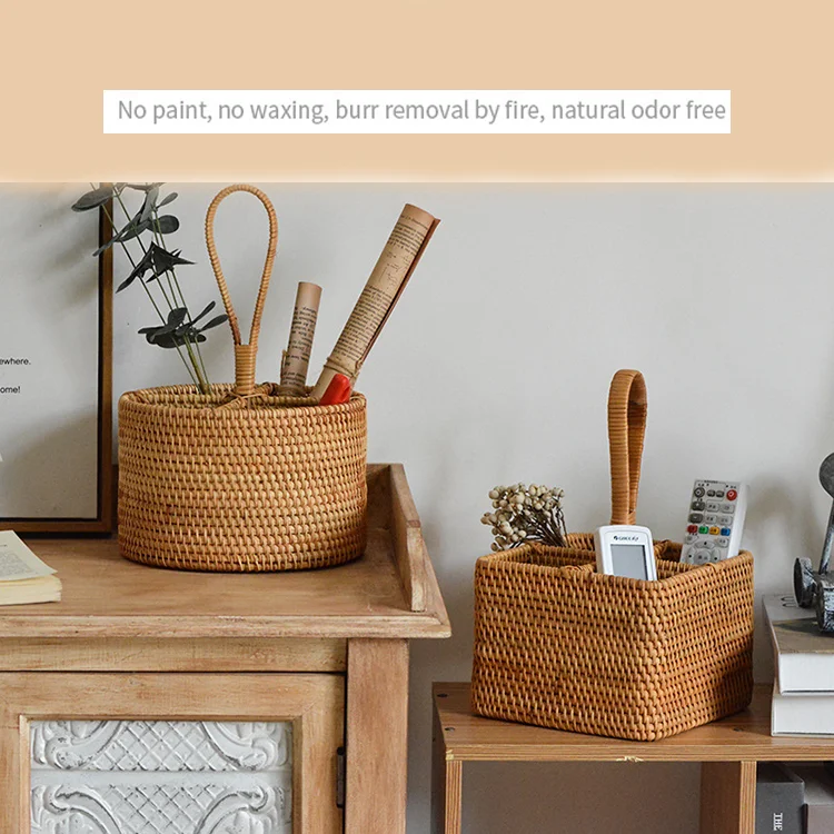New Style Woven Rattan Basket Customized Rattan Cutlery Basket Handmade Rattan Basket For Storage
