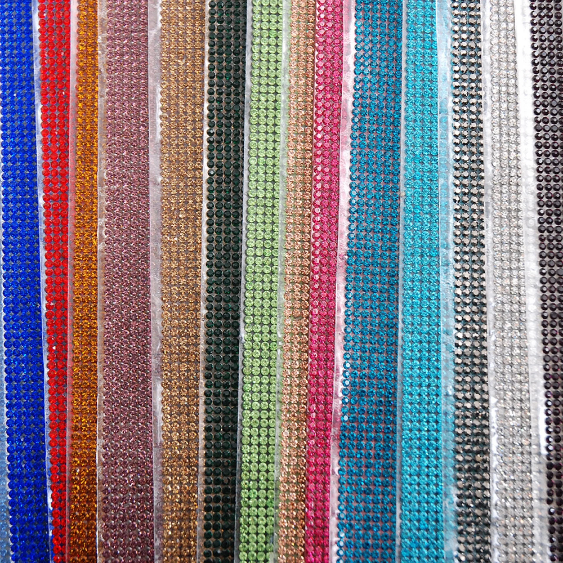 SS6/SS8 Crystal Glass 24*40cm Self-sticking Rhinestone Mesh Sheet Various Color Trimming Sheet