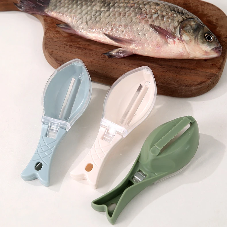 Plastic Fish Scale Remover Scraper Fish Scales Graters Scraper Household Fish Knife Planer With Cover