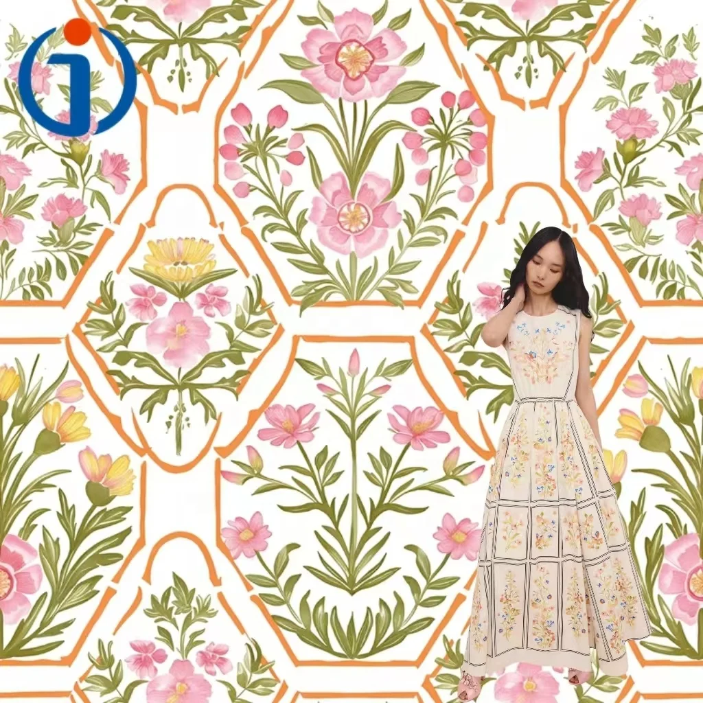 2025 Retro Style Custom Geometric Floral Pattern Design Digital Printing Liberty Tana Lawn Cotton Fabrics for Men