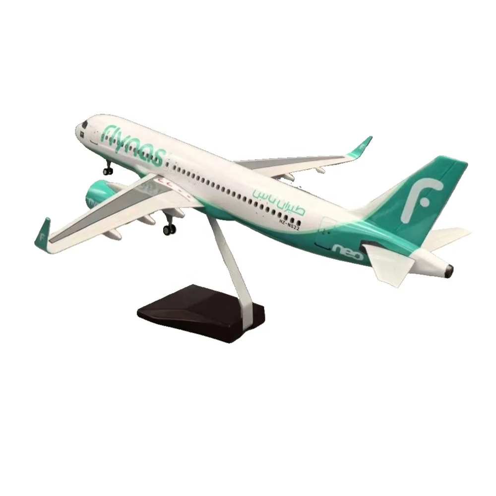 Hot Gift Set Scale 1:80 47cm Resin Model Aircraft A320 flynas Decorative  Light Aircraft Model with Wheels and Lights