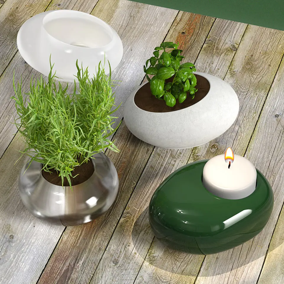 DIY crystal dripping resin mold oval potted Candlestick decoration cement gypsum silica gel mold