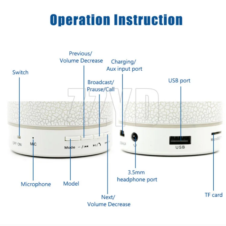Guangdong Portable Smart Mini Sound Box Bt Wireless Led Light Stereo Speaker for mobile phones