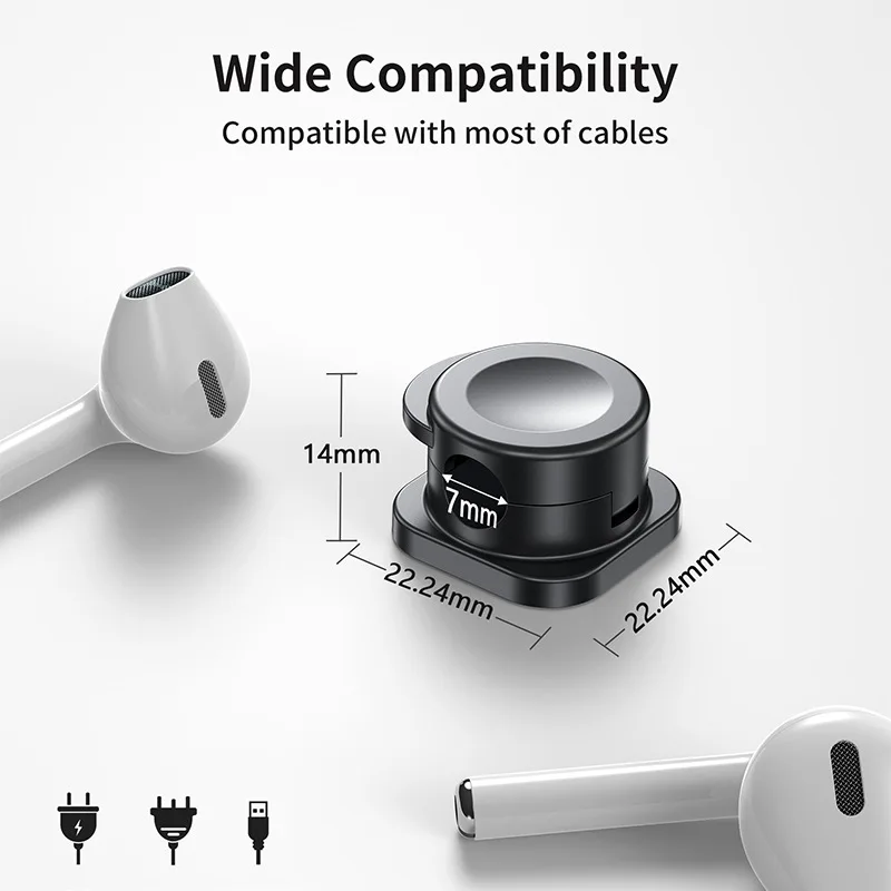 Under Desk 6 Pack Magnetic Cable Management Smooth Adjustable Clips Cord Holder For Home Office Desk Phone Desktop Nightstand