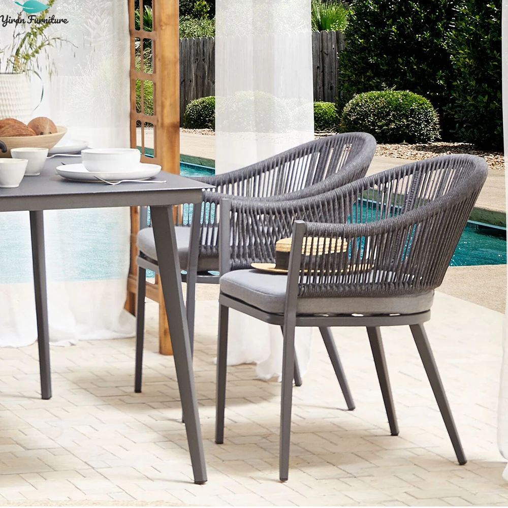 Patio Garden Sets Dining Table Set Aluminum Woven Rope Outdoor Furniture