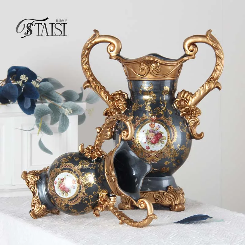 RS051 Arabic resin luxury vase French Antique Vase trophy type amphoras resin ornaments