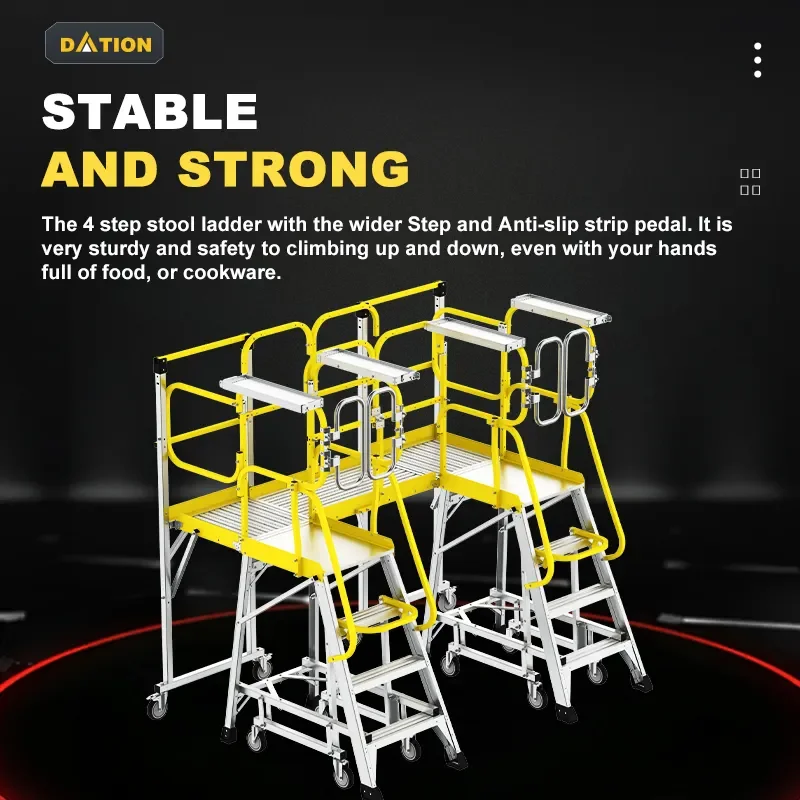 Aluminum Work Platform Ladder Elevating Ladder With Bottom Supports Adjustable Mounted Removable Multipurpose Ladders