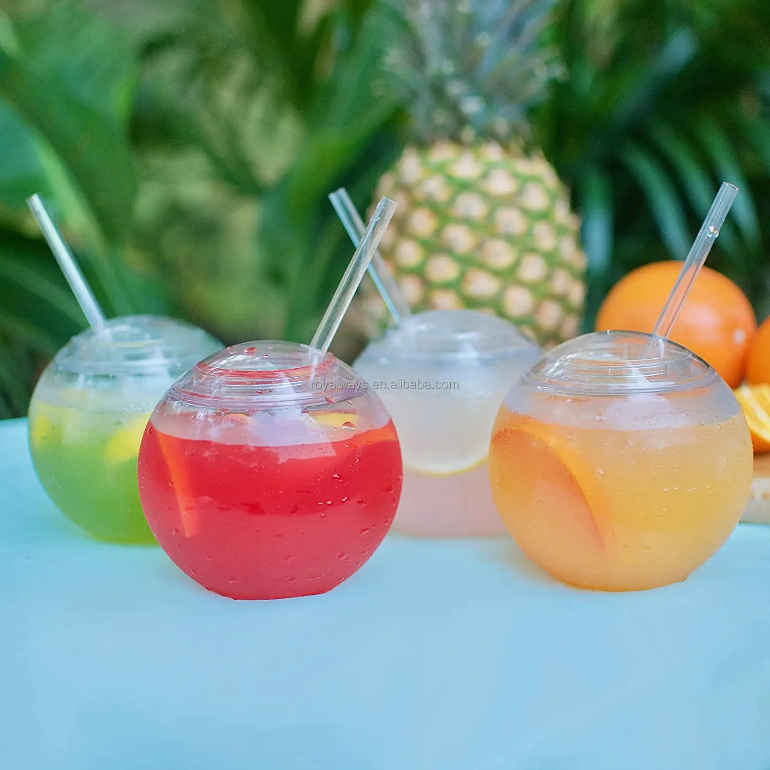 Fish Bowls for Drinks with Lids and Straws 22 oz Fishbowl Cups Clear Plastic Fish Bowls Reusable Fish Bowl Drink Cups