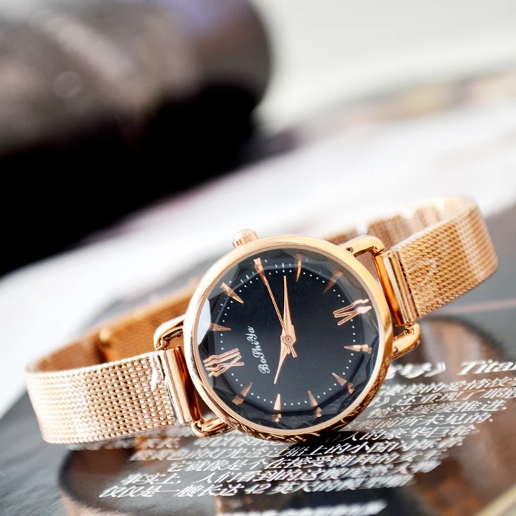 BOSHIYA 3 Hands 12 Scale diamond watch cover Luxury Magnetic Strap ladies womens watches