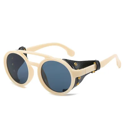 B1217 Women Men Round Steampunk Rivet Sunglass Retro Sun Glasses UV400 Eyewear Sunglasses