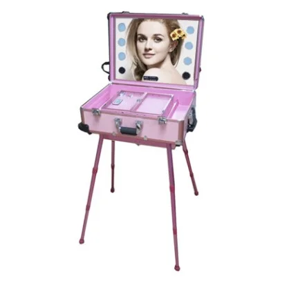 2022 New Hot Sale Make Up Cosmetic Box Train Trolley Case Metal Case Packaging with Handle