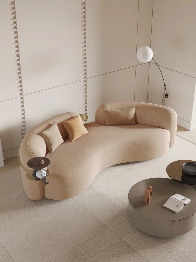 European Modern Round Fabric Sofa Velvet Couch Soft Curved Sofas Custom Sofa Wholesale