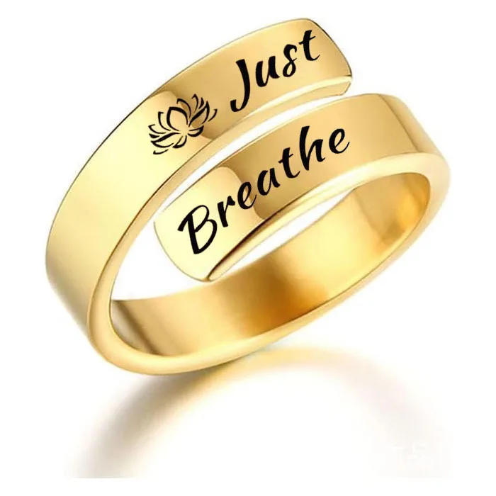 Just Breathe Ring Stainless Steel Spiral Wrap Healing Rings Heart Felt Gift