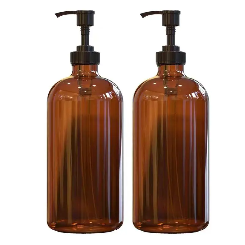 Recyclable 250ml 500ml 1000ml Boston Round Hand Shampoo Bath Lotion Dispenser Glass Pump Bottle with Pump