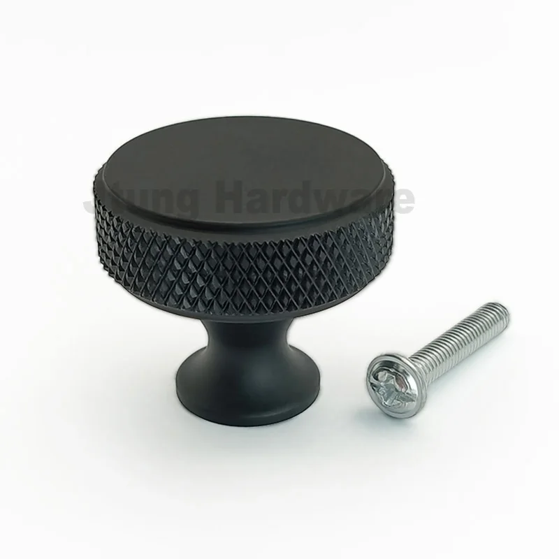 Custom Design Metal CNC Machined Aluminum Silver Polishing Chrome Knurled Cabinet Knob Cylinder Knurled Knob