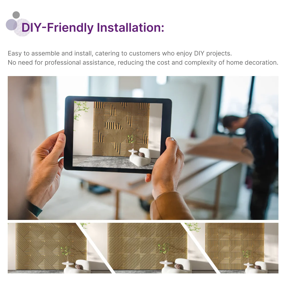 Luxury Rattan Texture Solid Wood Board Cladding Indoor WPC Puzzle Wall Panel for Home bar