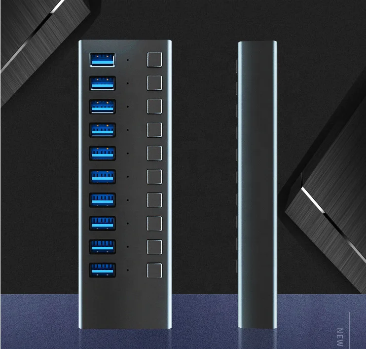 Usb 3.0 5Gbps  Multifunctional  High Speed Transmission usb hub  7 ports 10 13 16 20 port 12v charging power with switch usb hub