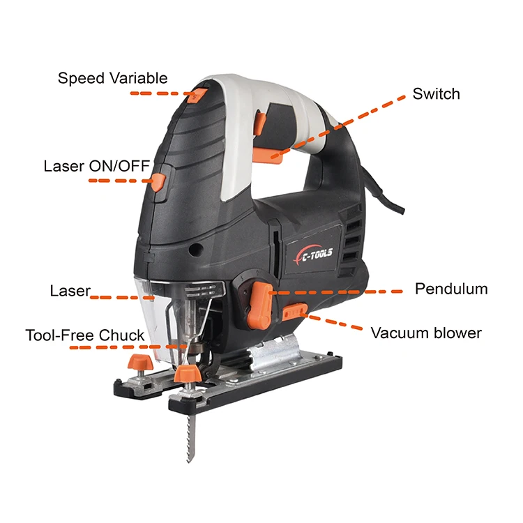 
XC-TOOLS M1Q-DU-06-110 750W 230V~50Hz 22mm Jig Saw Alu Base with Chip Blower Cutting WoodCutting Electric Saw 