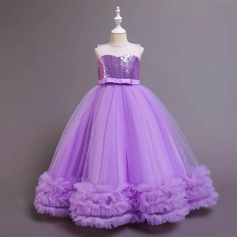 Purple Kids Evening Ball Gown Children Dress Boutique Fancy Birthday Party Dress