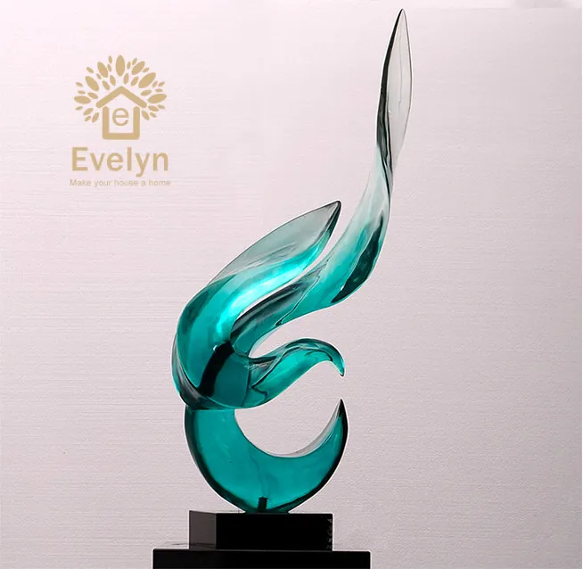Factory supplier Decoration Light Blue Clear Resin Large Abstract Sculpture