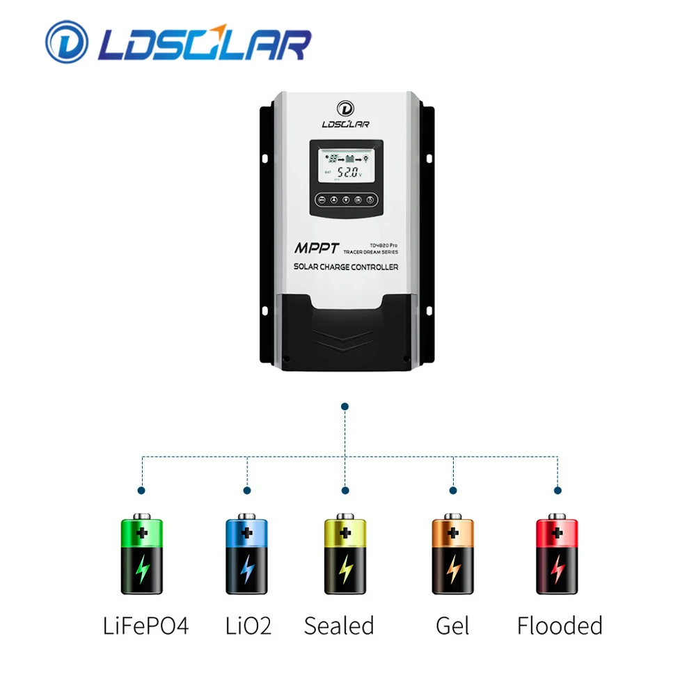 ldsolar tracer dream mppt for lithium battery charging 80A 100A 12V 24V 36V 48V mppt charge controller with lcd display