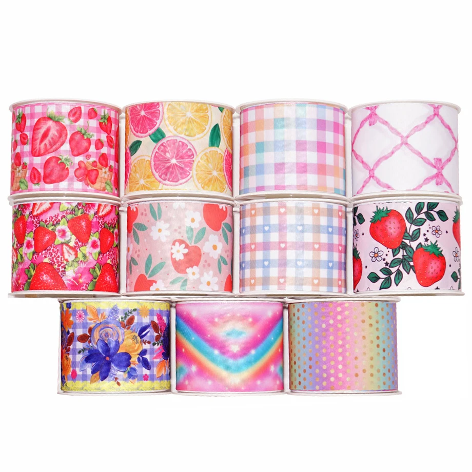 Wholesale Christmas Gift Decoration Ribbon Holiday Supplies Fruit Print Christmas Webbing