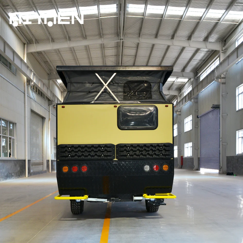 Роскошный 4x4 гибридный RV караван двухосный Электрический внедорожный туристический прицеп с солнечной панелью мини-прицеп для кемпинга