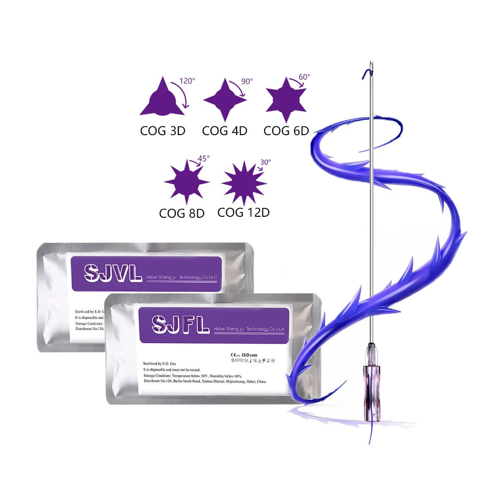 L Half Blunt 21g 60mm Absorbable Collagen 4D Pdo Cog Thread,Double Chin Sagging Skin Lift Bidirectional Barbed 4D Pdo Cog Thread