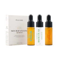 OEM 3 IN 1 Facial Serum Anti-Aging Wrinkle Whitening Skin Rejuvenating Travel Kit Vegan Vitamin C Face Serum