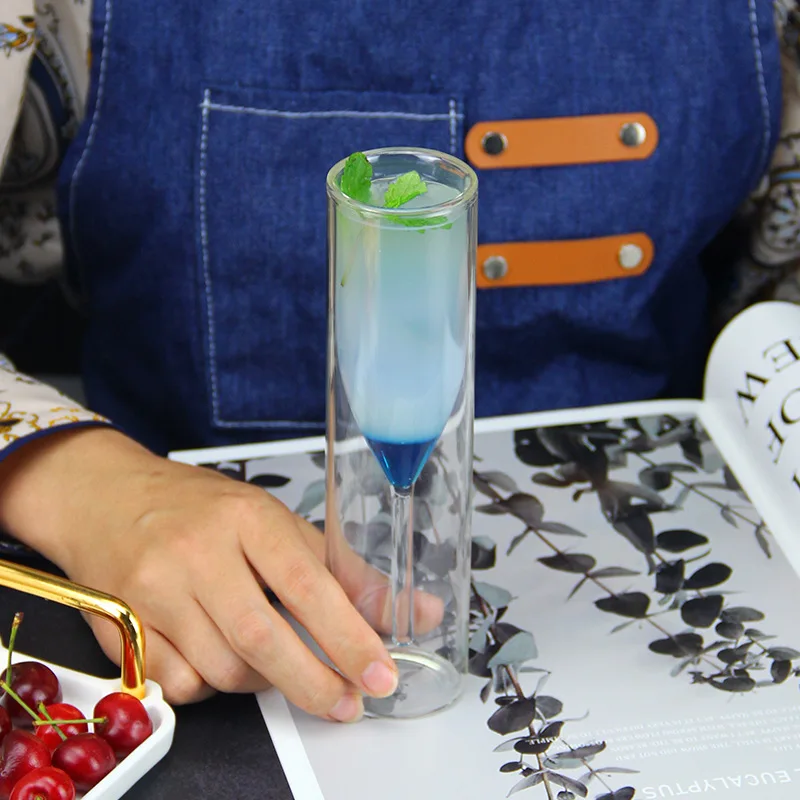 Champagne Glass Double Wall Glasses Flutes Goblet Bubble Wine Tulip Cocktail Wedding Party Cup