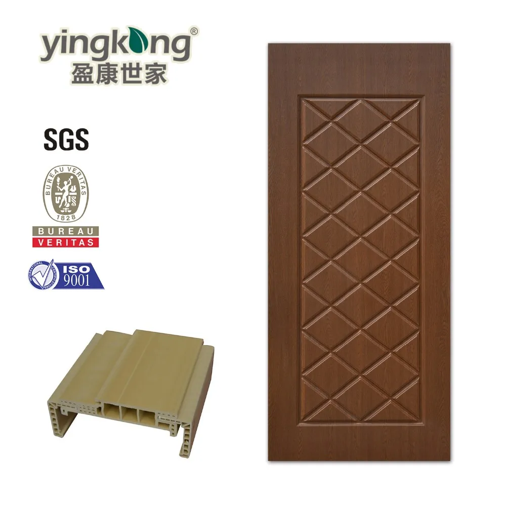 Waterproof Polish Panel Wood Plastic Composite Modern Dubai Use Wooden WPC Door