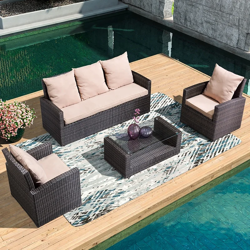 Ratttan Outdoor furniture Set Water Proof  Rattan Sofa for Coffe Cafe