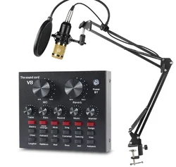 [ Kit ] Amazon top seller Condenser Microphone & Microphone Stand With v8 Sound Card Podcast Equipment For Live Stream