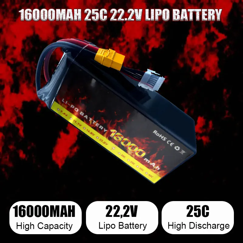 Завод OEM/ODM 16000 мАч 22 2 В 6S 25C RC аккумулятор для дрона мультироторного гексакоптера сельскохозяйственного беспилотника
