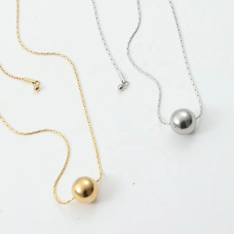 Bohemia Style Light Luxury Elegant Jewelry 18k Gold Plated Stainless Steel Long Chain Large Hollow Ball Adjustable Necklace