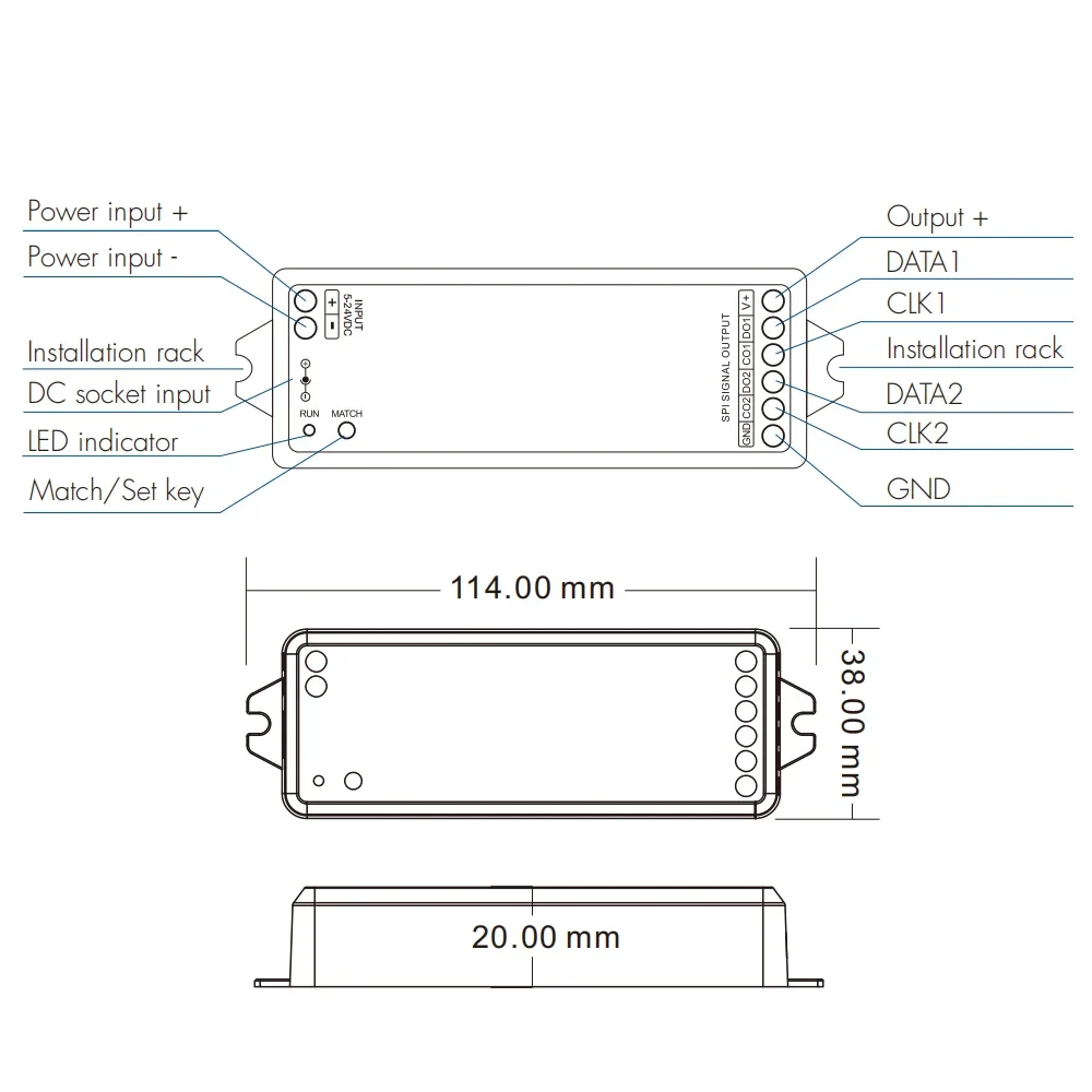 DC 5V 12V 24V Tuya Wifi RGB Pixel LED Controller For LED Strip SPI 1000 Pixel Music Sync RF2.4G APP Control Works with Alexa Eco