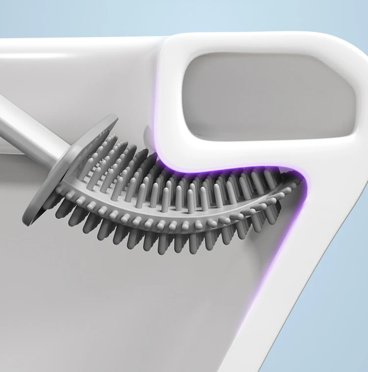 Cozihome TPR Toilet set Brush Head Soft Rubber Wall Hanging Long Handle Toilet Cleaning Brush