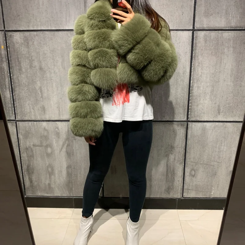Fashion Ladies Turn-Down Collar Short Fur Jacket Fox Fur Coat For Women Streetwear